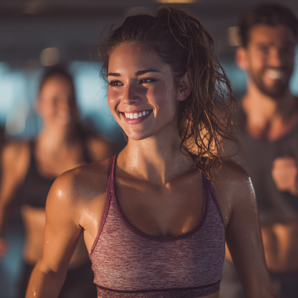 Mosolygós magyar felnőttek kardio edzésen, különböző korosztályokból, egészséges életmódot képviselve